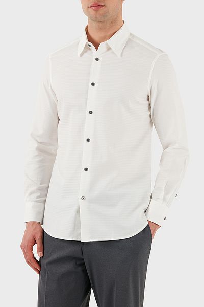 Emporio Armani 100% Cotton Regular Fit Button down Long Sleeve Shirt Men's Shirt Em001537 Af14341 F0093