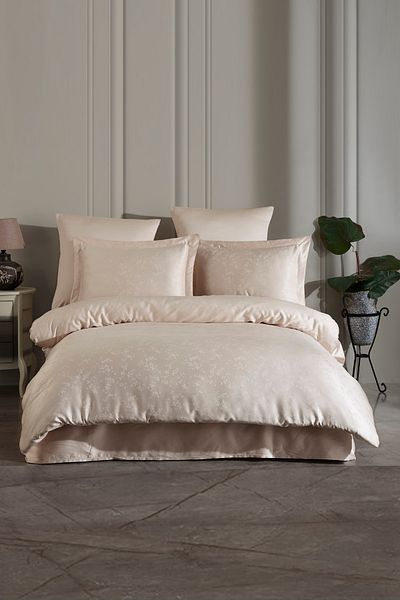 VAROL Liyosel Jacquard Duvet Cover Set Single - Eva Cappuccino