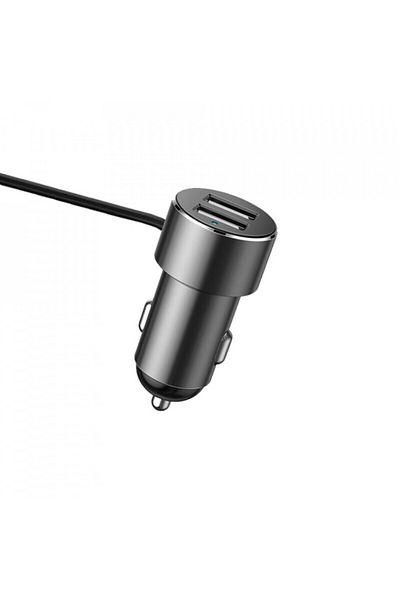 Baseus Car charger 2x USB 3.1A, 17W with 2x cigarette lighter socket 80W, (CRDYQ-01) - Black