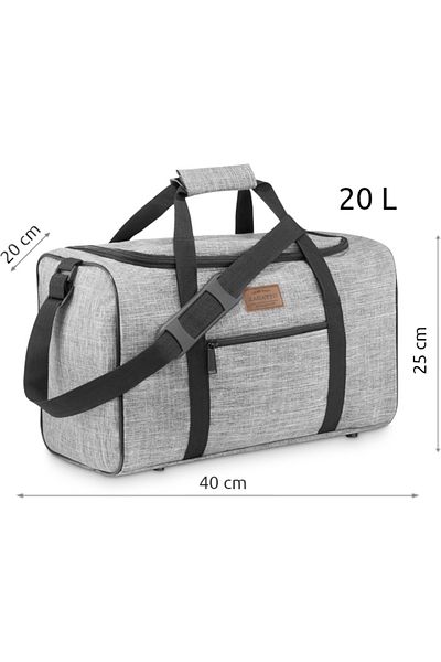 zagatto Cabin travel bag 20L, grey, 40x20x25 cm, Wizz Air/Ryanair compatible, lightweight, ZG836