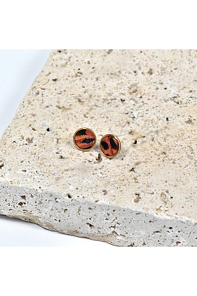 NARRU Handmade NARRU earrings, round, 1.2 mm, copper, black and gold, Koralia