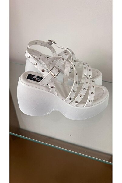 Sibel Shoes Polka White Troc Detailed Sandals