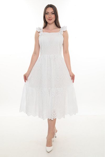 etselements Square Neckline Asrtar Voile Sleeveless Dress434