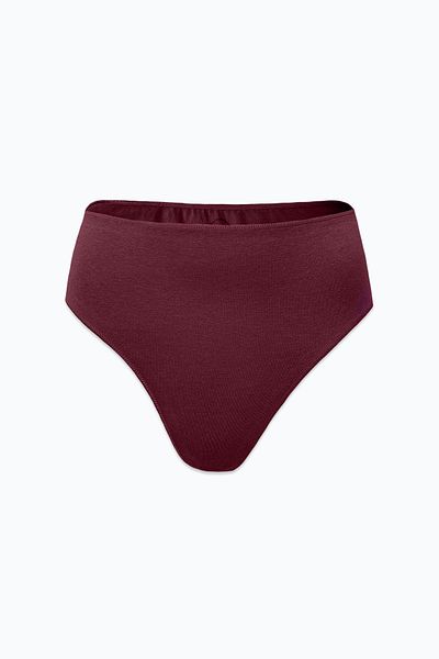 Malabadi Women's Burgundy 4 Pack Modal High Waist String Thong 4m178