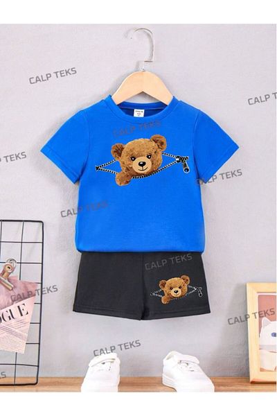 CALP TEKS Shorts/T-Shirt Bottom Top Summer Set with Zipper Print