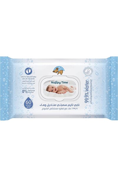 Nappy Time مناديل أطفال 99.9% آمنة على بشرة الأطفال حديثي الولادة 60 منديل