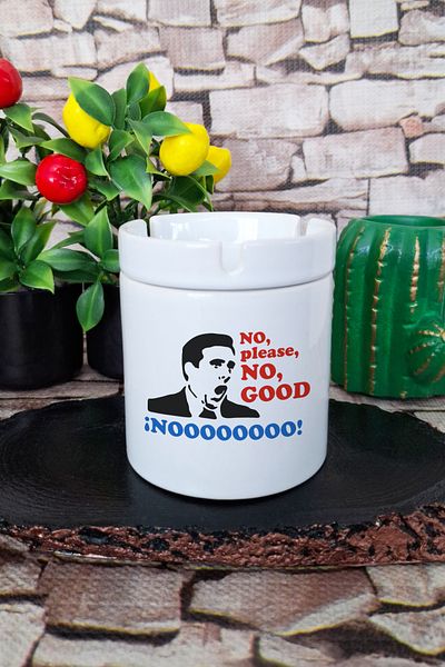 qoeuyl boutique Michael Scott No Please No the Office Printed Ceramic Lid Odorless Ashtray