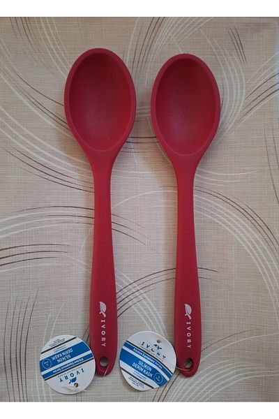 EMPA A V M Pack of 2 Ivory Fireproof Non-Stick Large Size (27.5 cm) Silicone Spoon
