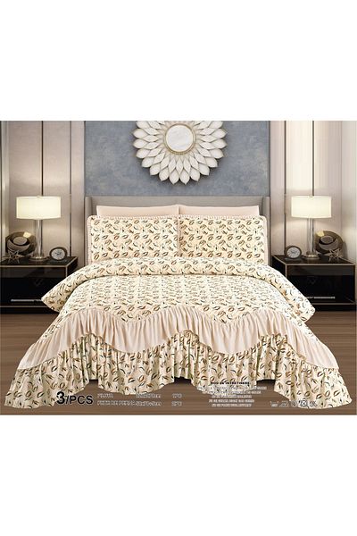 CHIRASO CHIRASO Bedspread Set, Finet Microfiber, Ruffles, 3 Pieces, 220x270cm, 2 Pillowcases 50x70+5cm