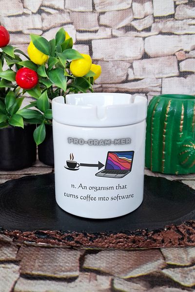 qoeuyl boutique Computer Programmer Software Engineer Dictionary Fun Printed Ceramic Lid Odorless Ashtray