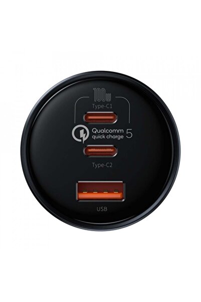 Baseus Încărcător auto 2xTip-C, USB, cablu Tip-C, (TZCCZM-0G) - Negru