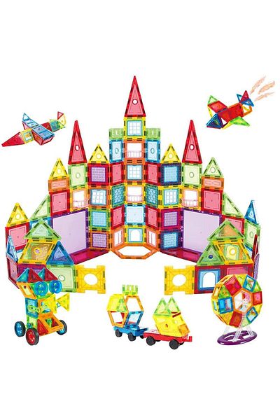 Magnetic Set of 130 magnetic educational and creative building pieces for children, SOLTOY® Magnetic Construct