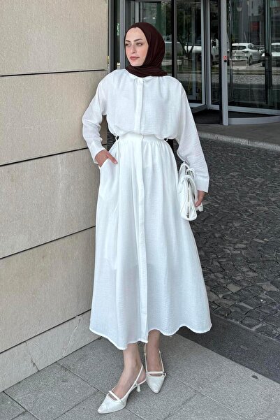 lamelif Pera Linen Skirt Suit Ecru