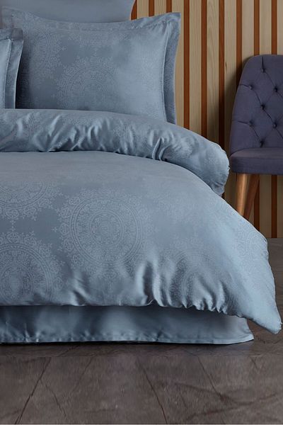 VAROL Liyosel Jacquard Duvet Cover Set Single - Nothingham Indigo