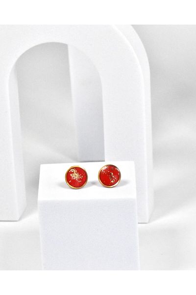 NARRU Handmade NARRU earrings, round, 1.2 mm, gold and red, Koralia