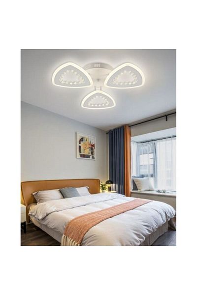 OEM 90W LED chandelier, leaves with beads, 2.4G wifi remote control, light/cold/warm/neutral