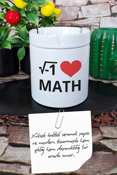 qoeuyl boutique I Love Math Μαθηματικά Δώρο Μαθητή Τυπωμένο Κεραμικό Καπάκι Άοσμο Τασάκι