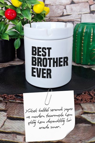 qoeuyl boutique Best Brother Ever Male Brother Brother Birthday Gift Printed Ceramic Lid Odorless Ashtray