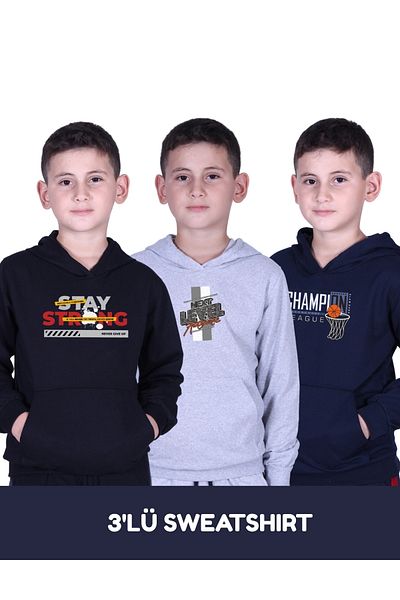 FYK KİDS СУИТШЪР С КАЧУЛКА И ПРИНТ С ДЖОБОВЕ, ОТ 3 ЧАСТКИ, ЗА МОМЧЕ