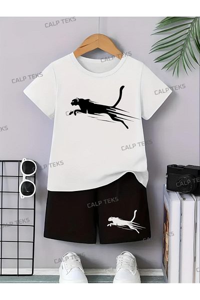 CALP TEKS Cheetah Printed Shorts/T-Shirt Bottom-Up Summer Set