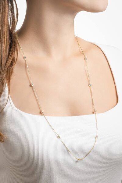 So CHIC... Yuvarlak Kesim 18 Ayar Sarı Altın Kaplama 70 Cm Gümüş Kolye