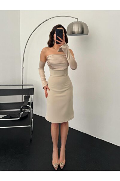 OYKUWEAR Carolina Kol Detay Taş Kısa Abiye