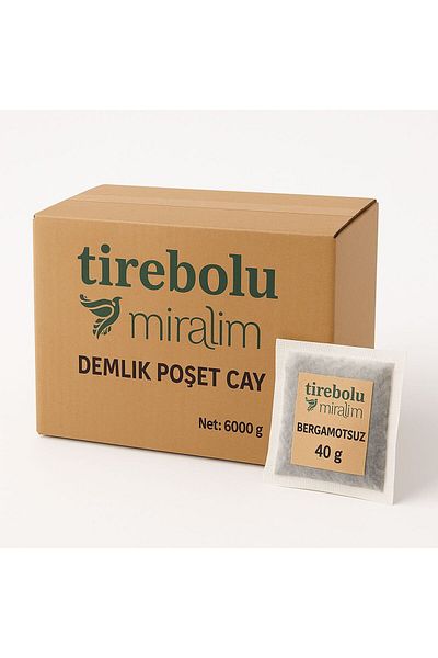 Tirebolu Miralim Bergamotless Teapot Bag Tea – 6000 g Box – 40 g X 150 Pieces