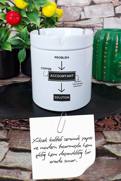 qoeuyl boutique Accountant Financial Consultant Accountant Fun Gift Printed Ceramic Lid Odorless Ashtray