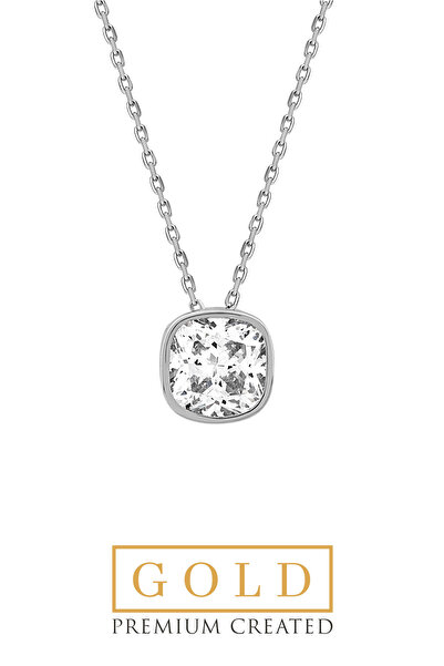 So CHIC... Beyaz Altın Sertifikalı Premium Created 1.50 CT Effect Tektaş Kolye