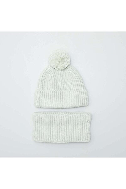 KIABI Double fleece hat + snood set BLUE