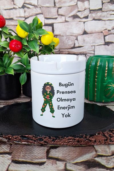 qoeuyl boutique I Don'T Intend to Be a Princess Today Funny Written Printed Ceramic Lid Odorless Ashtray