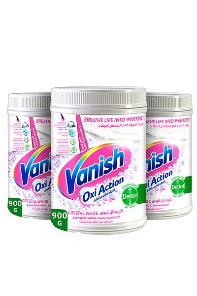 Vanish Laundry Stain Remover Oxi Action Powder for Whites, 900g x3