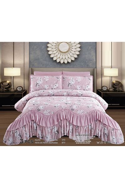 CHIRASO CHIRASO Bedspread Set, Finet Microfiber, Ruffles, 3 Pieces, 220x270cm, 2 Pillowcases 50x70+5cm