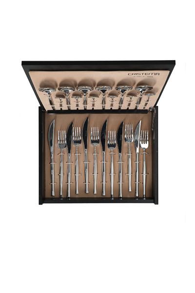 Cristema 24-Piece Singapore Cutlery Set in Wooden Box