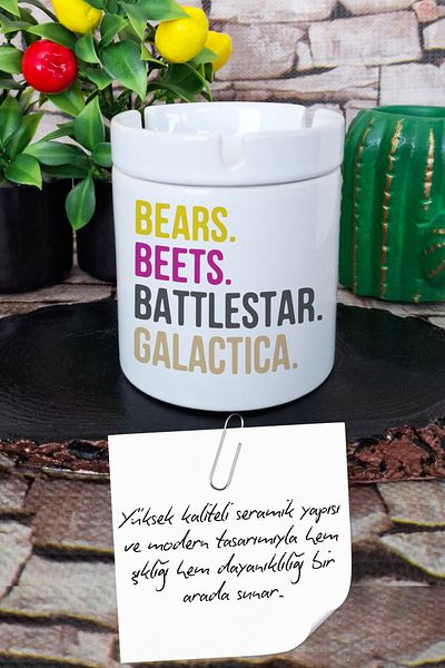 qoeuyl boutique Bears Beetes Battlestar Galactica the Office Printed Ceramic Lid Odorless Ashtray