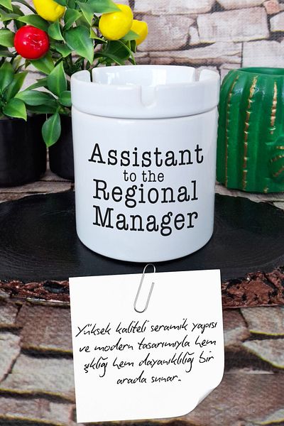 qoeuyl boutique Assistant to the Regional Manager Dwight Schrute the Office Printed Ceramic Lid Odorless Ashtray