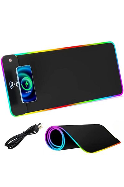 BIRAI MousePad Gaming Profesional cu Incarcare Wireless Fast Charger BIRAI®, Mare, Type-C, Buton On/Off,