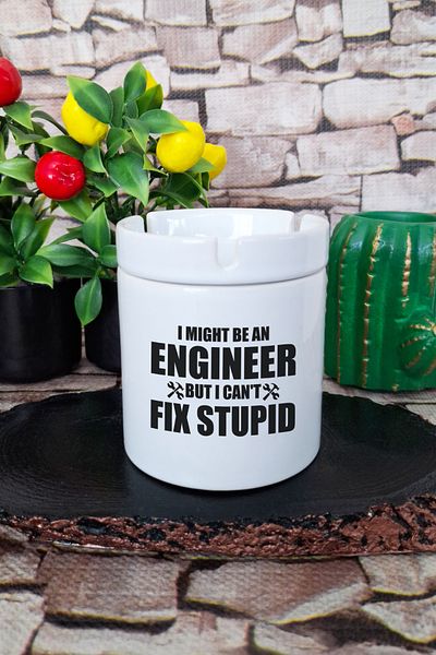 qoeuyl boutique I Might Be an Engineer but I Can'T Fix  Engineer Printed Ceramic Lid Odorless Ashtray