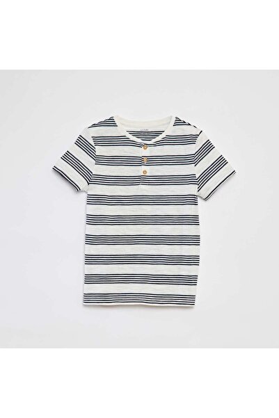 KIABI Polo shirt with henley collar BLUE