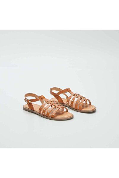 KIABI صندل بأشرطة مرصعة باللون البني