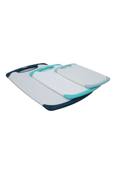 Core Kitchen 3-Piece Anti-Microbial Series Chopping Boards White and Blue