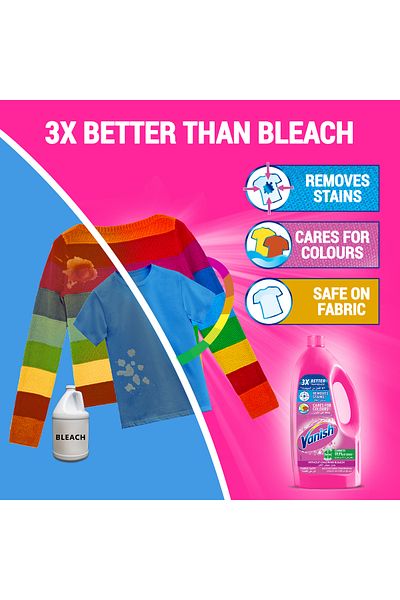 Vanish Laundry Stain Remover For Colored and White Clothes, 3 L + 1 Litre, Pink Liquid (Pack of 2) x2