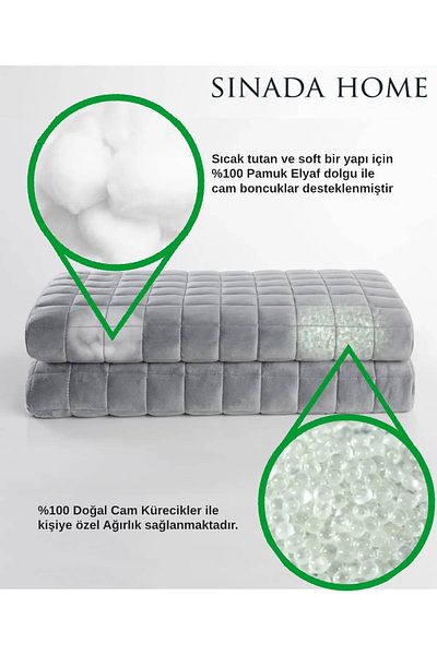 Sinada Ultra Soft Wellsoft Weighted Blanket Single Weighted Quilt 10 kg Gray 200X220 Wool Filling