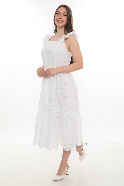 etselements Square Neckline Asrtar Voile Sleeveless Dress434
