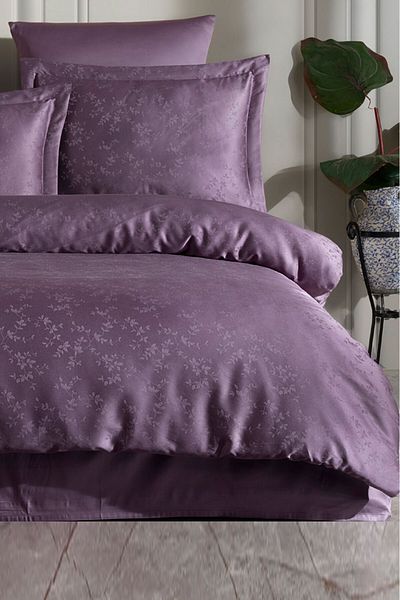 VAROL Liyosel Jacquard Duvet Cover Set Single - Eva Plum