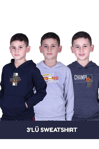 FYK KİDS СУИТШЪР С КАЧУЛКА И ПРИНТ С ДЖОБОВЕ, ОТ 3 ЧАСТКИ, ЗА МОМЧЕ