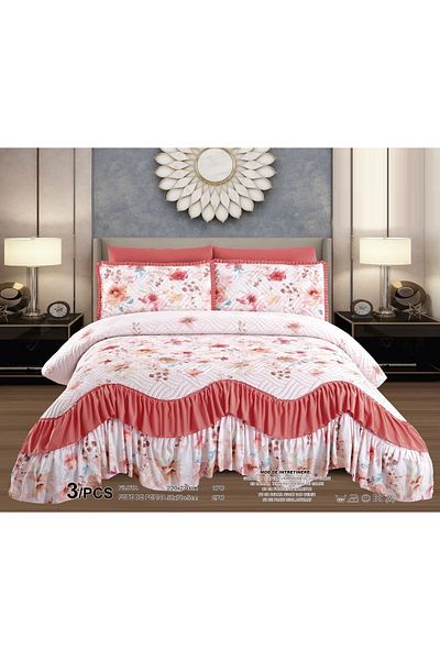CHIRASO CHIRASO Bedspread Set, Finet Microfiber, Ruffles, 3 Pieces, 220x270cm, 2 Pillowcases 50x70+5cm