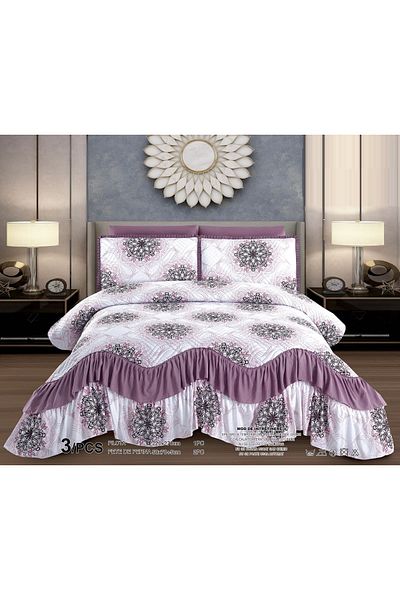 CHIRASO CHIRASO Bedspread Set, Finet Microfiber, Ruffles, 3 Pieces, 220x270cm, 2 Pillowcases 50x70+5cm