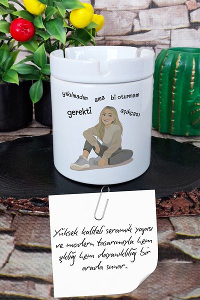 qoeuyl boutique I Didn'T Break but I Needed to Sit Bi Frankly Gift Printed Ceramic Lid Odorless Ashtray
