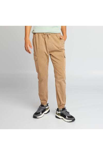 KIABI Multi-pocket stretch cotton trousers BEIGE